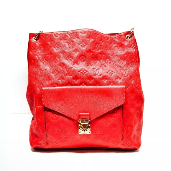 💎✨ Rare LV  ✨💎 TERRE METIS EMPREINTE LEATHER TOTE RARE CROSSBODY Red - Picture 2 of 14